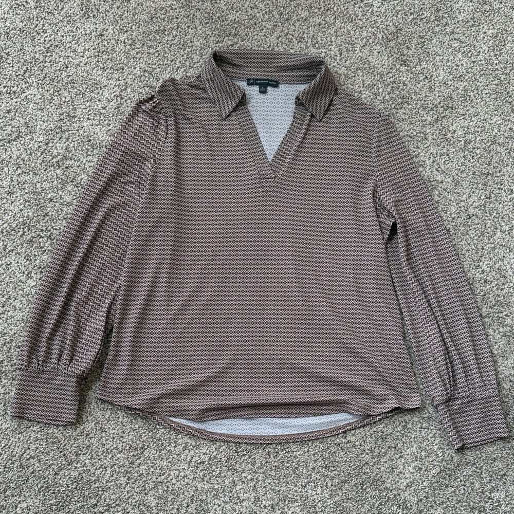 Adrianna Papell Black and White Geometric Blouse